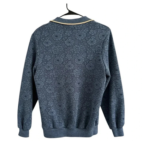 Vintage Cape Cod Sportswear Blue Floral Long Sleeve Collared Sweater Size Small - Picture 5 of 12